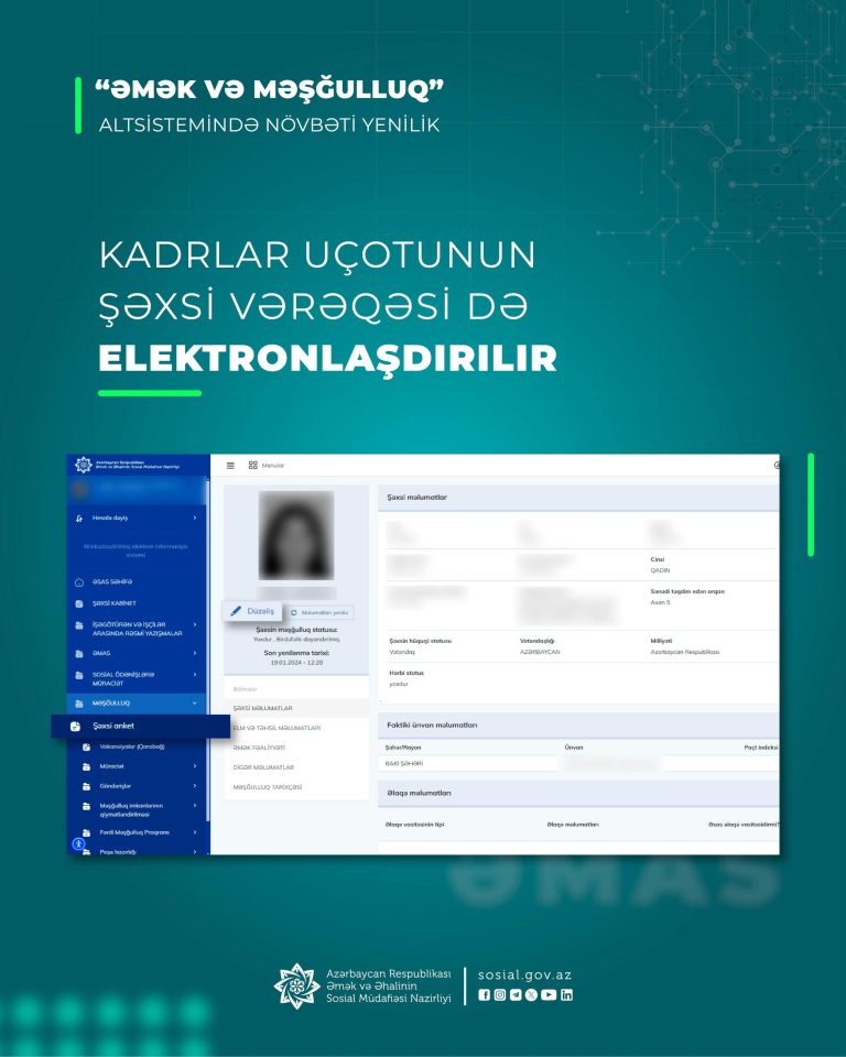 Kadrlar Uçotunun Şəxsi Vərəqəsi : Hüquqi Əsasları,Forması